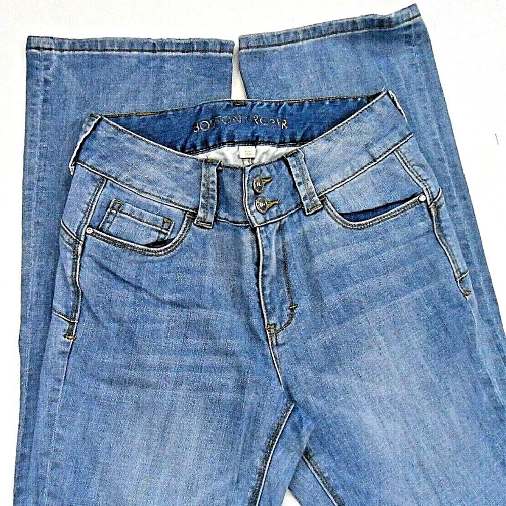 Boston Proper Jeans Size 4 Boot Cut Light Blue Jeans Jewel Accents Waist 14 1/2